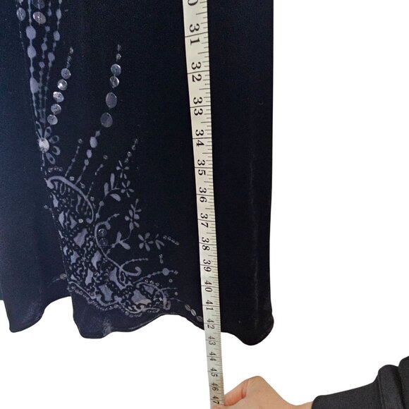 Vintage Y2K 90S Black Velvet Halter Dress Velvet Burnout Whimsigoth Fairygoth M - Picture 9 of 13